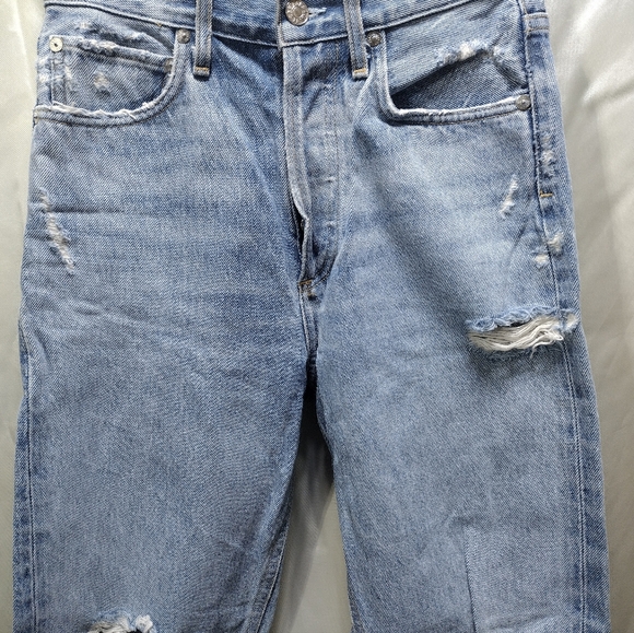 Agolde 90s Jeans in Fall Out Distressed Mid Rise Loose Fit Button Fly Sz 23 - Picture 4 of 12